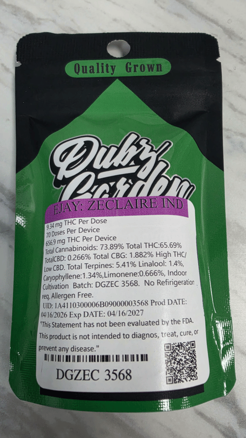 Dubz Garden - 1g Disposable - Zeclaire - Indica