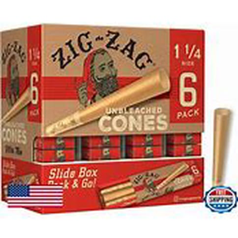 Zig Zag 1 1/4" Unbleached Pre Roll Cones