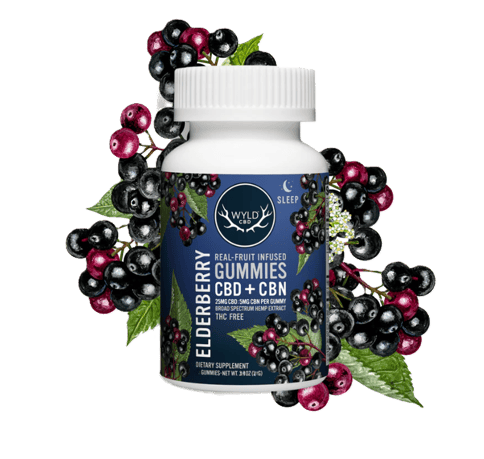 WYLD | REAL FRUIT- HEMP INFUSED GUMMIES | 5:1/CBD:CBN | ELDERBERRY | 250MG TOTAL | 10 PIECES