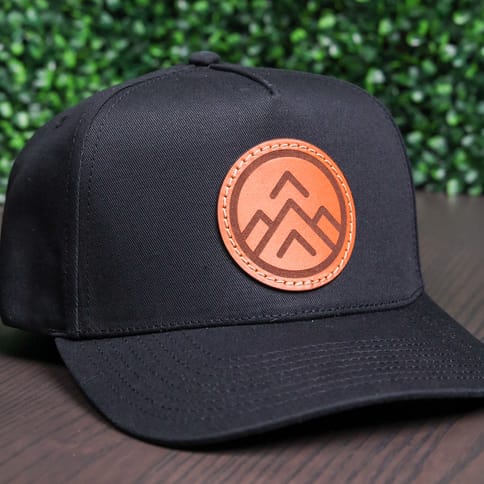 Leather Logo Snapback - Black