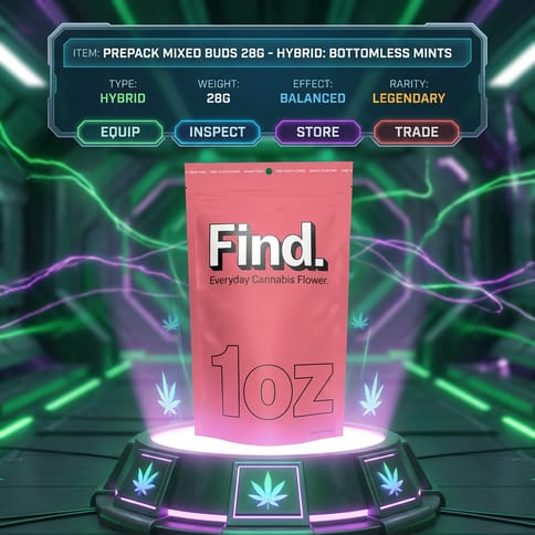 : Find Prepack Mixed Buds 28g- Hybrid: Bottomless Mints