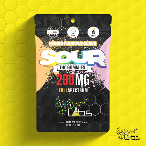 Lit Labs Sour Pineapple Mango Gummies 200mg