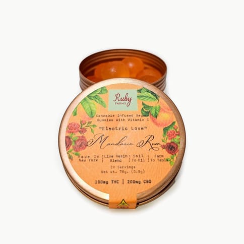 Ruby Farms | Mandarin Rose "Electric Love" | Vegan Gummies | 100mg THC 200mg CBD