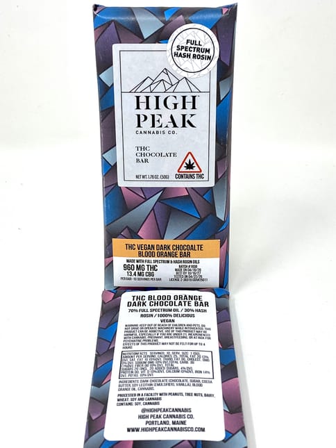 High Peak | 1000mg Chocolate Bar - Vegan Blood Orange Dark Chocolate