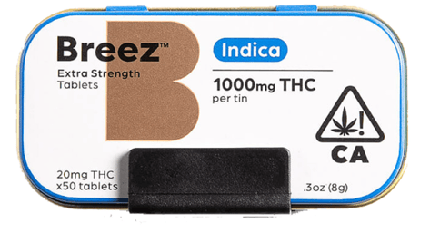 BREEZ TABLET Extra Strength Tin (Indica, 1000 MG THC)