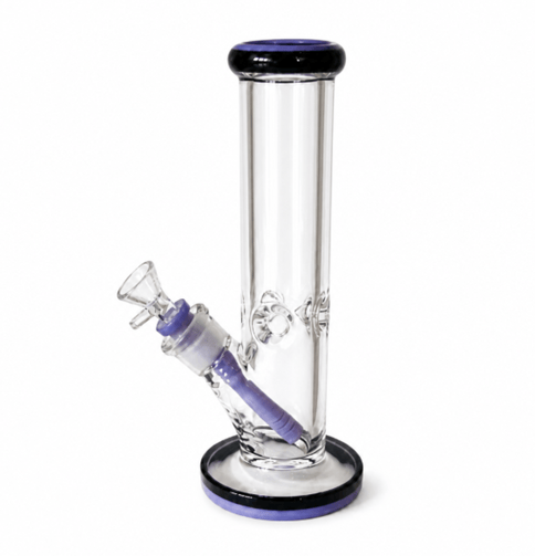 Purple Accent Glass Water Bong - 9"
