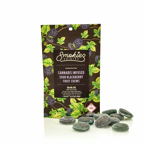 Sour Blackberry Indica Fruit Chews by Smokiez | Golden Rookie