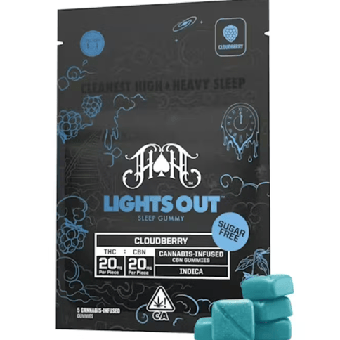 Heavy Hitters | 1:1 Lights Out | Cloudberry | Gummies | Indica | 200mg | 5pk