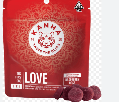 Kanha | 2:1:1 Love | Raspberry Rose | Gummies | 200mg | 10pk