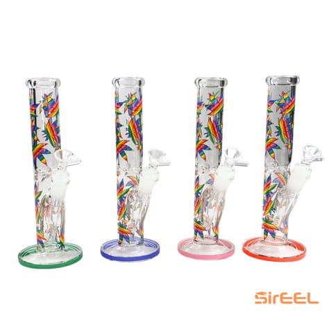 SirEEL 10" Leafy Rainbow Tube Bong w/bowl