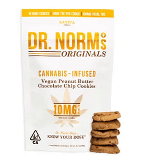 Dr. Norms | Peanut Butter Chocolate Chip Cookies | Sativa | 100mg | 10ct