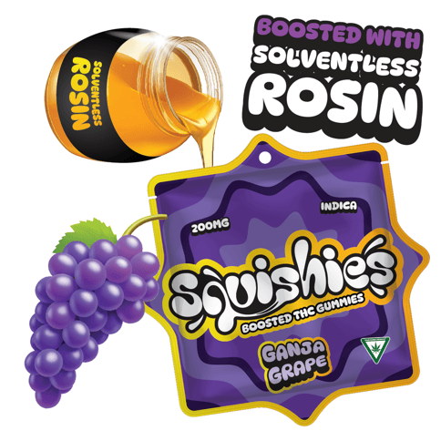 (REC) Solventless Rosin Gummies 200mg - Ganja Grape (Indica)