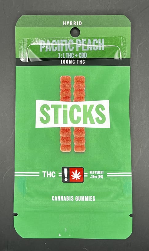 STICKS Gummies | Pacific Peach 1:1 Worms (H) | 2pk