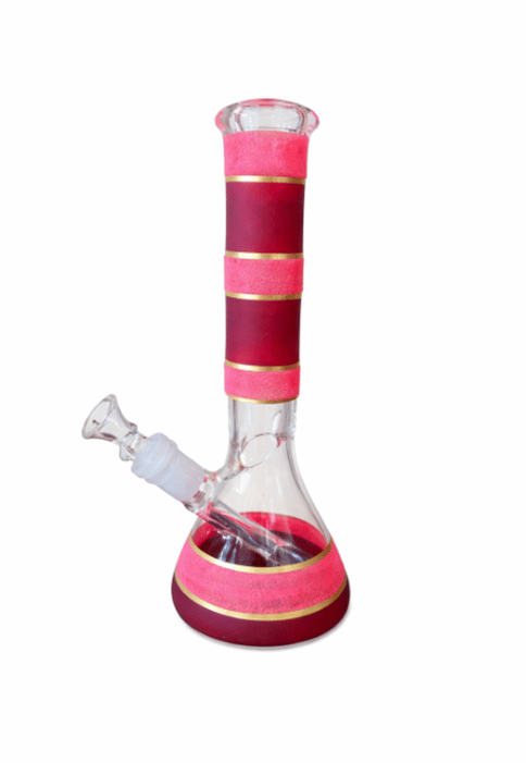 Frosted Striped Water Pipe - 10" - Red