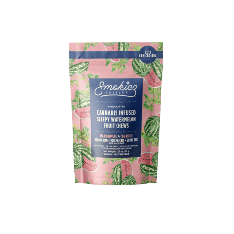 Smokiez Blissful Sleep Fruit Chews | 2:2:1 CBN:CBD:THC Watermelon 50mg Rec