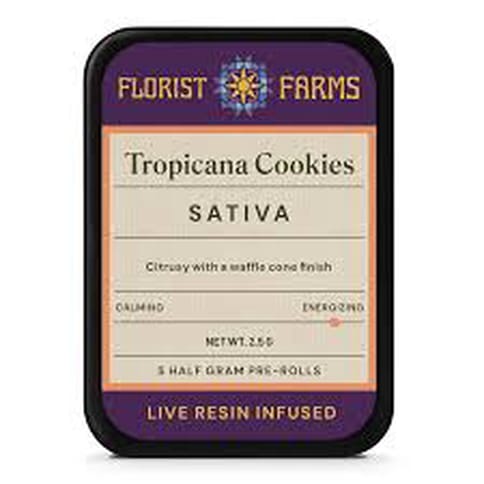 Florist Farms | Infused Live Resin Tropicana Cookies | 1/2 Gram Joints | 5pk