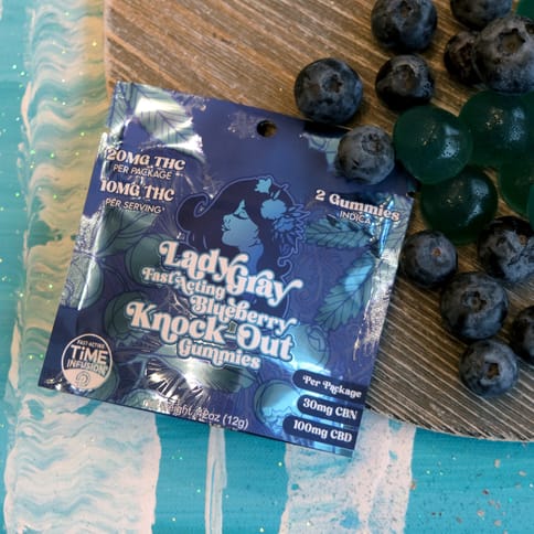 Fast Acting Blueberry Knock-Out 1:5:1.5 (20mg) Gummies by Lady Gray
