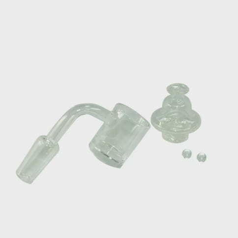 Flat Top Quartz Banger 14mm Male w/ Glass Carb Cap & Terp Pearls