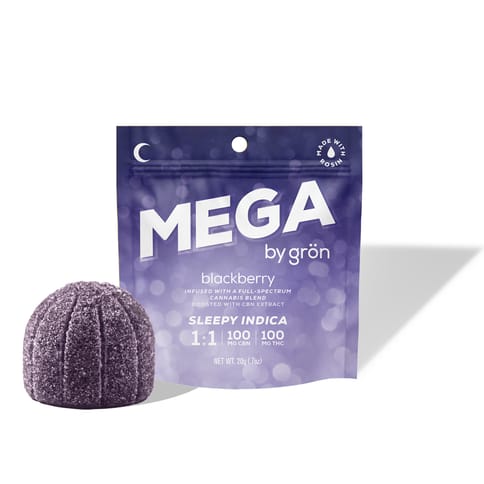 Gron Mega Pearls | 1:1 CBN Sleepy Indica Blackberry 100mg