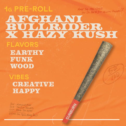 Afghani Bullrider x Hazy Kush - 1g Pre Rolls