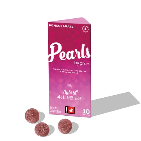 Gron Pearls - Pomegranate 4:1 CBD:THC Gummies - 100mg - 10ct