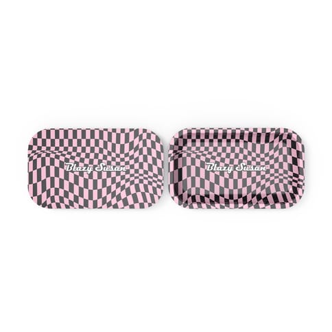 Blazy Susan Rolling Tray (with lid) - - Trippy Checkers