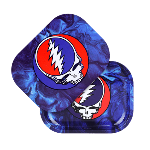 Grateful Dead x Pulsar Mini Rolling Tray & Lid Kit | Steal Your Face Swirls | 7"x5.5"