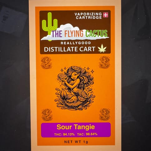 Sour Tangie 1g Distillate Vape Cartridge by The Flying Cactus