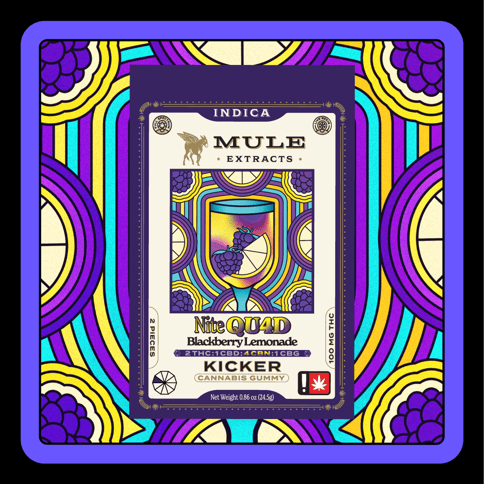 Mule | Sour Blackberry Lemonade Kicker NIte Quad | 400MG | 2:1:4:1 | THC:CBD:CBN:CBG | 2 Piece Gummy