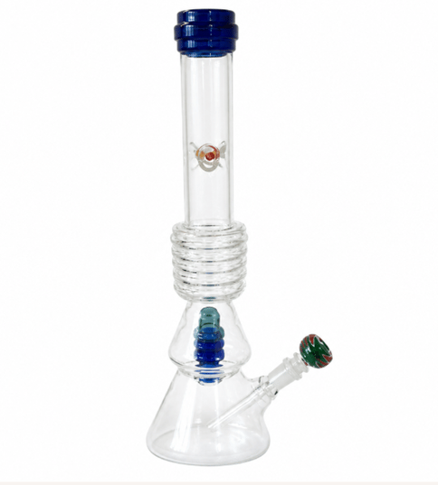 Blue Coil Glass Water Bong - 16"