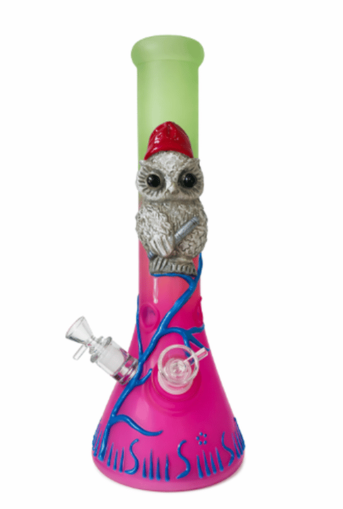 Glow In The Dark Owl Water Pipe - 14"