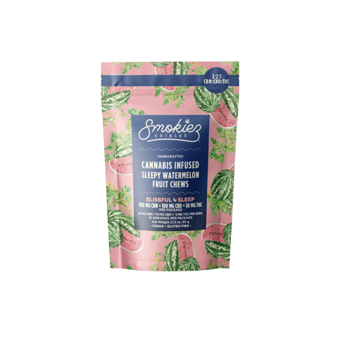Blissful Sleep Watermelon CBN Trifecta Fruit Chews by Smokiez | Golden Rookie