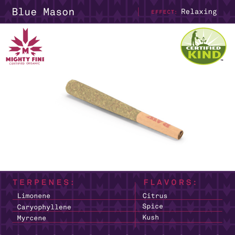 Apothecare Certified Organic Mighty Fine Blue Mason Pre-Roll 1g