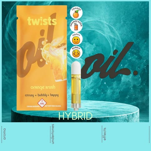 Orange Krush 1g Oil Twists Distillate Vape Cartridge by Oil by Craft | Golden Rookie
