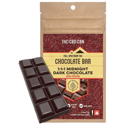 HAPY KITCHEN | MIDNIGHT DARK CHOCOLATE BAR | 1:1:1/THC:CBD:CBN | 100MG TOTAL | 1 BAR