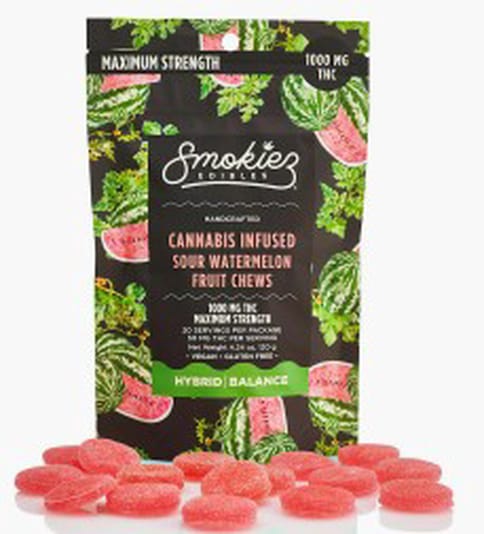 Smokiez | Sour Watermelon Hybrid | 1000mg | THC Fruit Chews