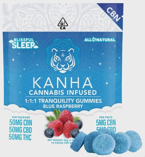 Kanha | Tranquility Blue Raspberry (1:1:1) | 5mg THC / 5mg CBN / 5mg CBD