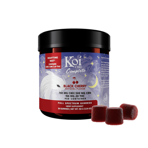 Koi Complete CBN Gummies for Sleep + Full Spec CBD + Delta 9 THC Black Cherry