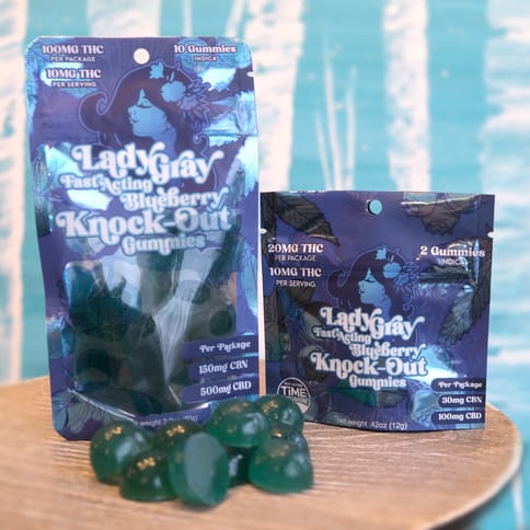 Fast Acting Blueberry Knock-Out 1:5:1.5 (100mg) THC:CBD:CBN Gummies 10pk by Lady Gray
