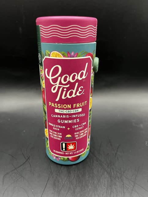 Good Tide | 100mg | Passion Fruit 1:1:1 (Indica) THC:CBD:CBN Gummies 10pk