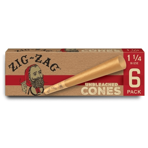 Zig Zag Unbleached 6pk Pre-Rolled Cones 1 1/4"