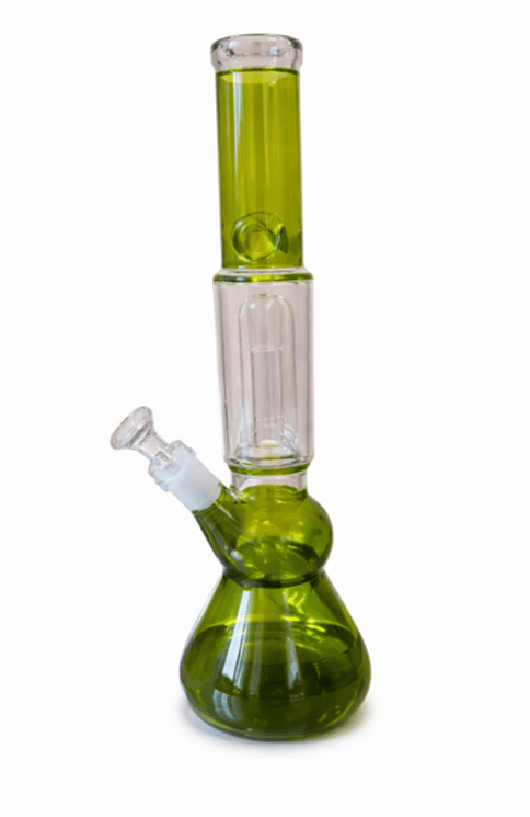 Rounded Green Water Pipe w/ Perc - 12" - Regular