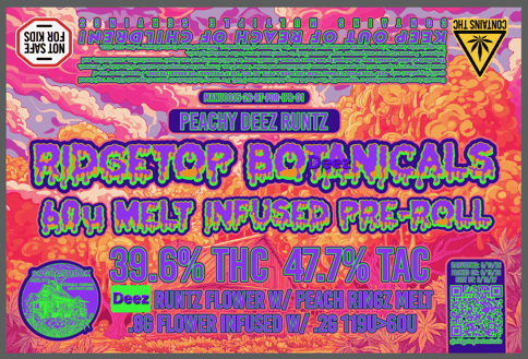 Peachy Deez Runtz Infused Preroll Ridgetop Farm