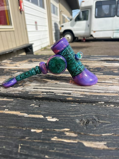 Midnight Glass- Purple Bubbler