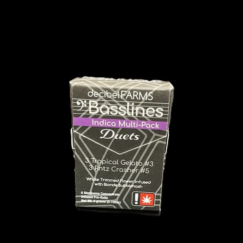 Bassline Duets 6PK Infused Joints Multi-PK INDICA (Decibel)