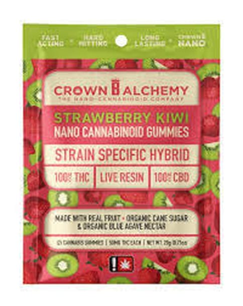 Strawberry Kiwi 1:1 THC/CBD 2pc 100mg Live Resin Gummy Crown B Alchemy