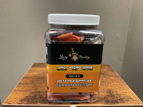 Lazy Monkey Durban Poison Sativa 4 Pack Gummies