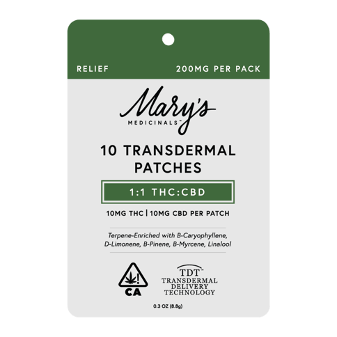 Mary's Medicinals | Relief 1:1 THC:CBD Transdermal Patches | 10pk Transdermal Patches
