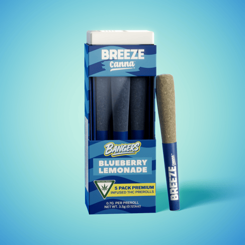 Blueberry Lemonade Bangers | 5pk x 0.7g Infused Prerolls | Breeze Canna