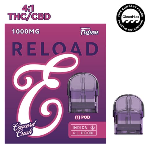 EUREKA 1000MG RELOAD FUSION - CONCORD CRUSH 4:1 THC:CBD
